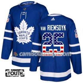 Camisola Toronto Maple Leafs James Van Riemsdyk 25 Adidas 2017-2018 Azul USA Flag Fashion Authentic - Criança